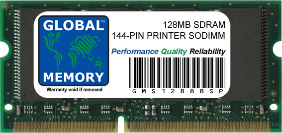 128MB SDRAM 144-PIN SODIMM MEMORY RAM FOR PRINTERS (GESTNER , 70050201 , RICOH , 001340MIU , 70043101 , XANTE , 001179MIU , ZMC128/A , SAVIN, ZMD128 , KX-CLEM1 , 001025MIU , 1167352 , BROTHER , LANIER)